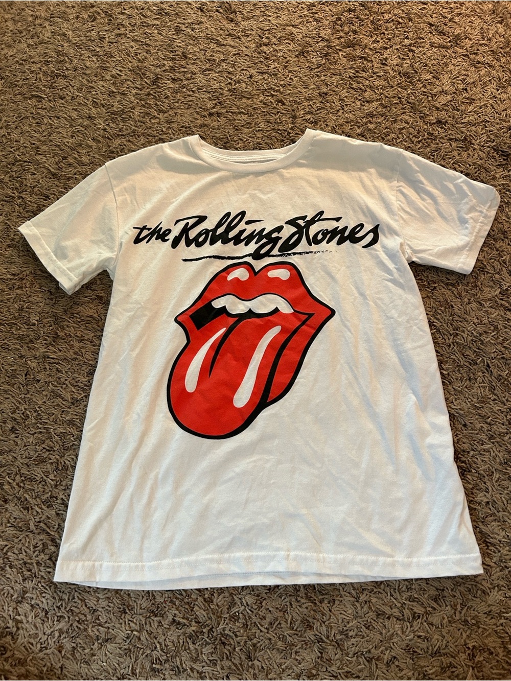 The Rolling Stones White T-Shirt with Red Tongue Logo